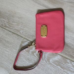 Michael Kors Coral Leather Wristlet with Card Slots